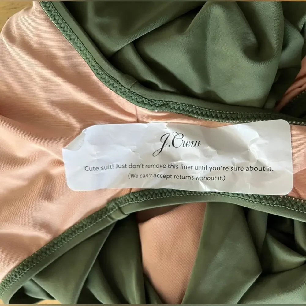 J.Crew Ruched high-rise full-coverage bikini bottom Green Size 3X NWT